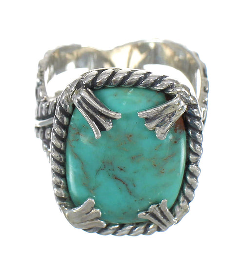 Sterling Silver Southwestern Turquoise Ring Size 7-3/4 RX62077
